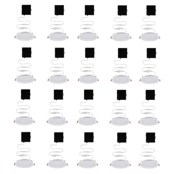 Commercial Electric Slim Baffle Integrated LED 6 in Round Adj Color Temp Canless Recessed Light for Kitchen Bath Living rooms, White 20-PK