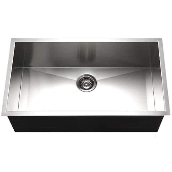 HOUZER Contempo Gourmet Undermount Stainless Steel 32 in. 0-Hole Single Bowl Kitchen Sink