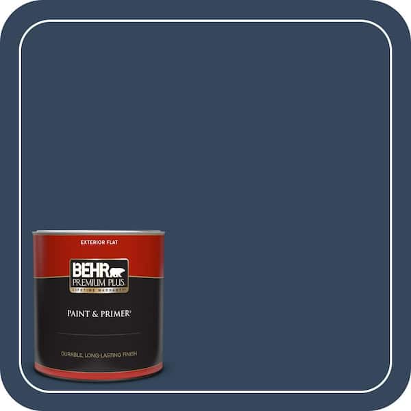 BEHR PREMIUM PLUS 1 qt. #MQ5-54 Compass Blue Flat Exterior Paint & Primer