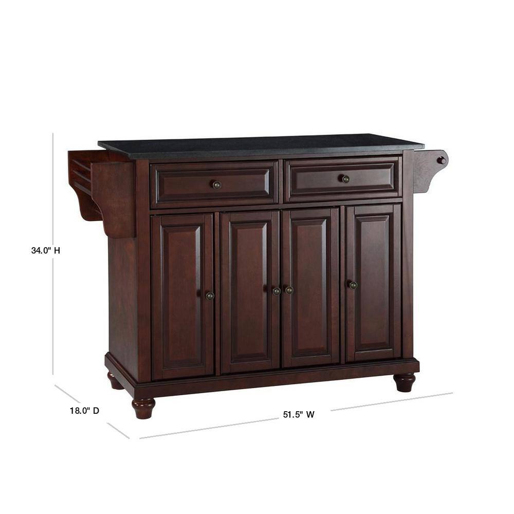 Cambridge Mahogany Kitchen Island with Black Granite Top