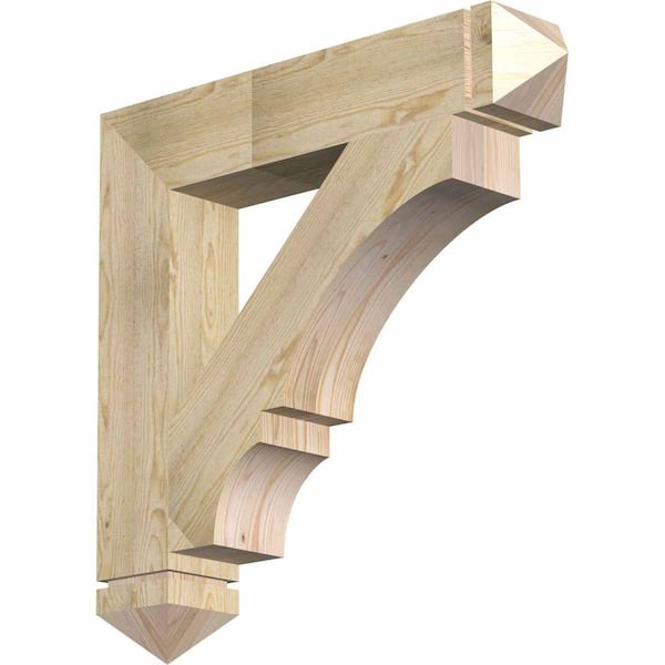 Ekena Millwork 6 in. x 34 in. x 34 in. Douglas Fir Balboa Arts and Crafts Rough Sawn Bracket
