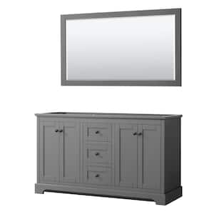 Avery 59.25 in. W x 21.75 in. D x 34.25 in. H Double Bath Vanity Cabinet without Top in Dark Gray with 58 in. Mirror