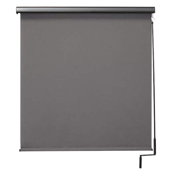 SeaSun Morro Bay Grey Cordless Outdoor Patio Roller Shade with Valance 72 in. W x 96 in. L