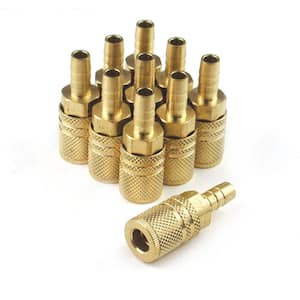 Extreme Performance 1/4 in. x 3/8 in. Brass Standard Hose Barb Industrial M-Style 6-Ball Coupler (10-Pack)