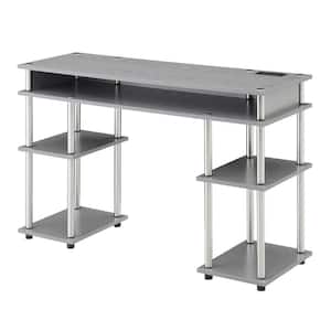 Designs2Go 47.25 in. (W) Rectangular Gray Wood No Tools Writing Desk with Charging Station