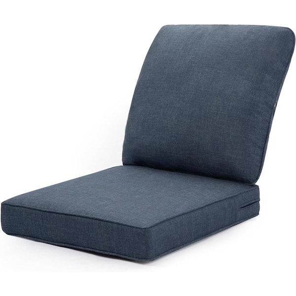 Unbranded 24 x 24 Outdoor Olefin Seat Cushion, Waterproof and Fade Resistant Chair Cushions with Removable Cover in Deep Blue