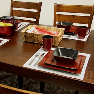 Kiesling 16-Piece Modern Red Stoneware Dinnerware Set (Service for 4)