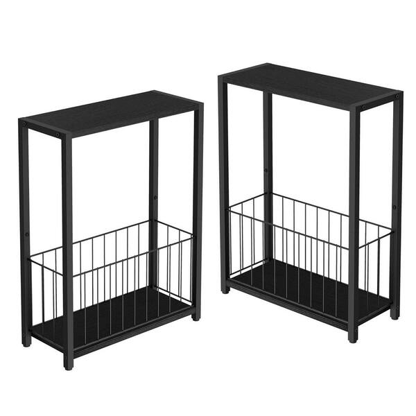 Black 17 in. x 23.5 in. Metal Freestanding Magazine Rack Set of 2