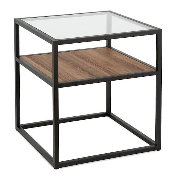 Meyer&Cross Addison 22 in. Blackened bronze and Oak Side Table