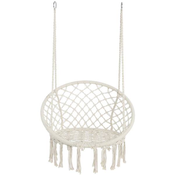 Willit 2.7 ft. Hanging Cotton Rope Hammock Swing Chair in Beige
