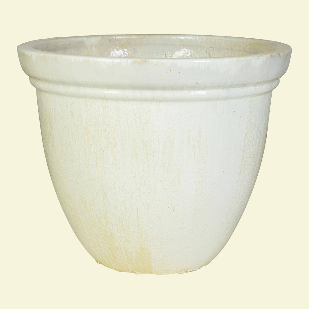Planter Home ESPRIT White Golden Porcelain 10 x 10 x 14 cm (2 Units)