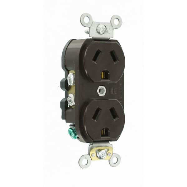 15 Amp 277 V NEMA 7-15R Duplex Outlet/Receptacle, Brown (1-Pack) 5585