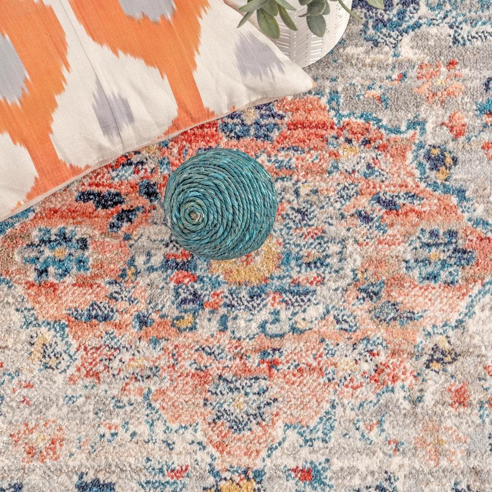 Sawyer Multi-Color Synthetic Round Vintage Area Rug, 5'