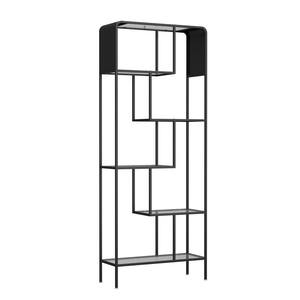 31.5 in. W x 78.9 in. H x 11.8 in. D 6 Glass Shelves Metal Freestanding Cabinet in Black