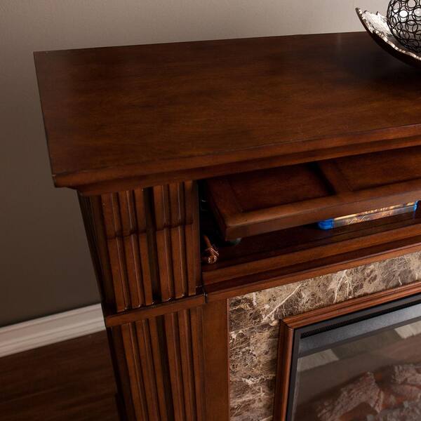 Southern Enterprises Treshelle Alexa-Enabled 48 in. Electric Smart Fireplace  in Whiskey Maple HD014401 - The Home Depot
