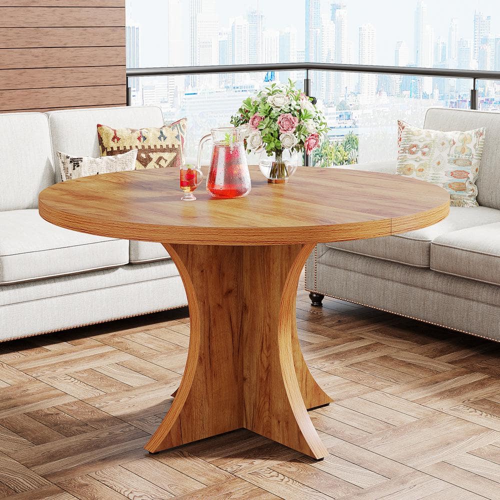 TRIBESIGNS WAY TO ORIGIN Halsey Oak Grain Wood 47 in. Pedestal Dining ...