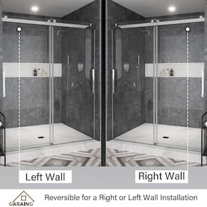 56-60 in. W x 76 in. H Double Sliding Frameless Shower Door in Chrome Finish with Clear Glass