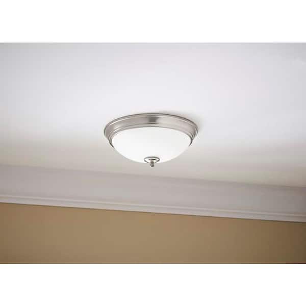 Hampton Bay Clifton 11 in. Brushed Nickel Selectable LED Flush Mount