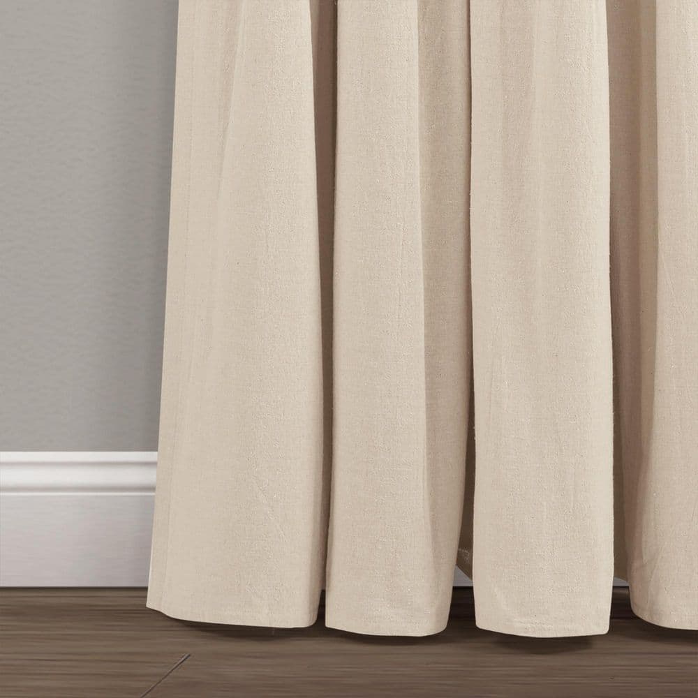 Dark Linen Blackout Curtain Panel with Coconut Husk Buttons 40x84