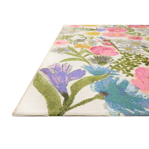 Botanical Ivory/Multi 3 ft. - 11 in. x 5 ft. - 11 in. Indoor/Outdoor Polypropylene Area Rug