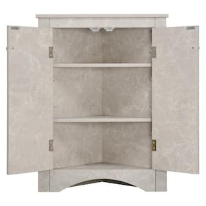 23.6 in. W x 17.2 in. D x 31.5 in. H White MDF Freestanding Triangle Bathroom Storage Linen Cabinet, Adjustable Shelves