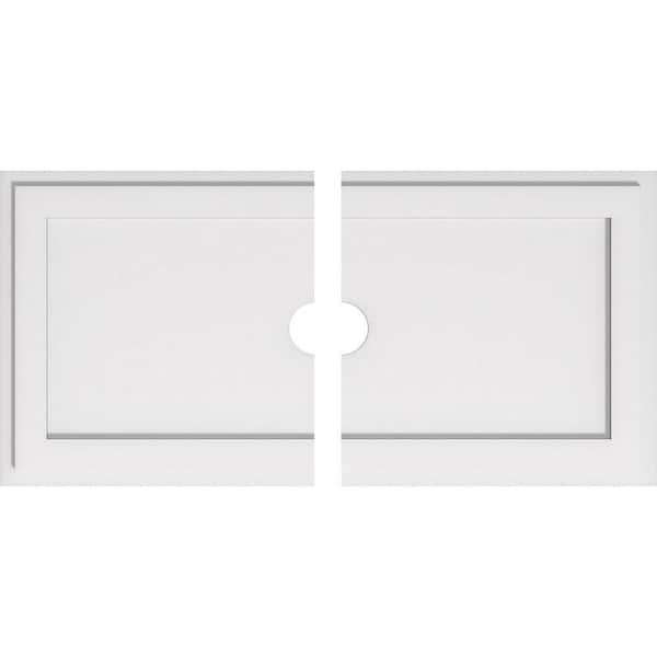 Ekena Millwork 36 in. W x 18 in. H x 3 in. ID x 1 in. P Rectangle Architectural Grade PVC Contemporary Ceiling Medallion (2-Piece)