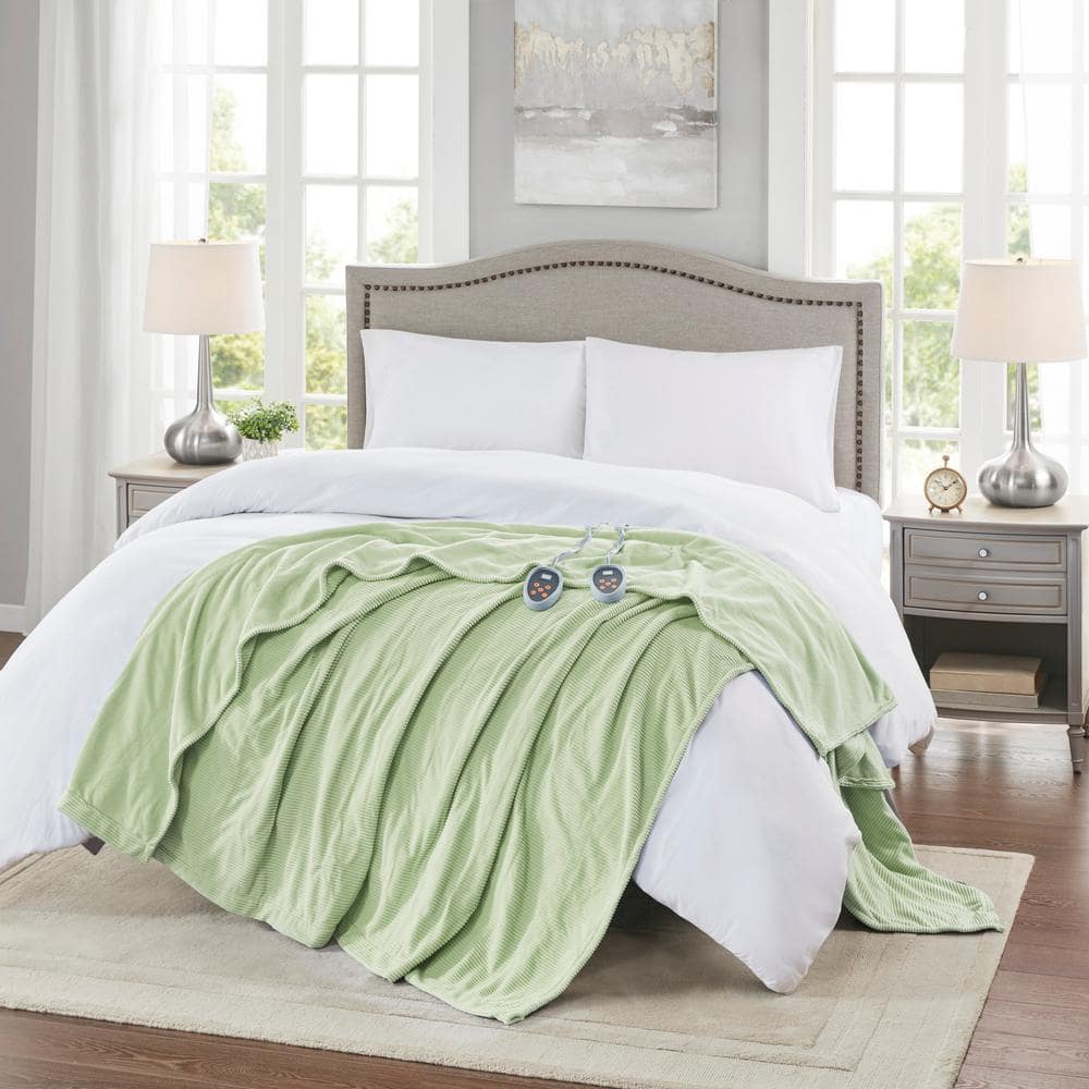 Full Green Micro Fleece Electric Heated Blanket