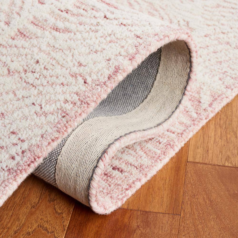Handmade Pink and Ivory Wool Tufted Rectangular Area Rug