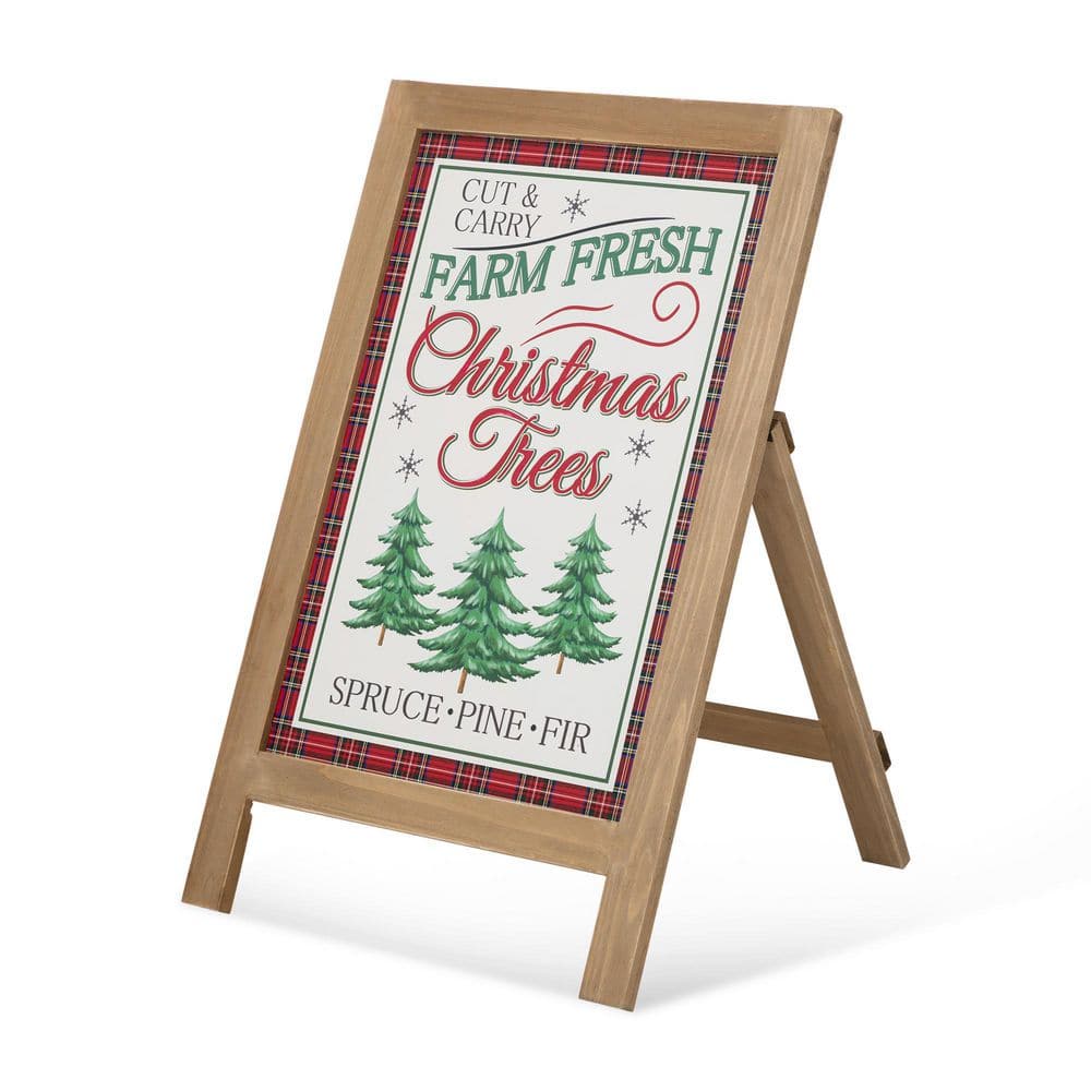 Glitzhome 13 in. L x 32 in. H Duble Sided Wooden Easel Porch Sign with  Changable Sided Sign Board (Fall and Christmas) 2010100005 - The Home Depot