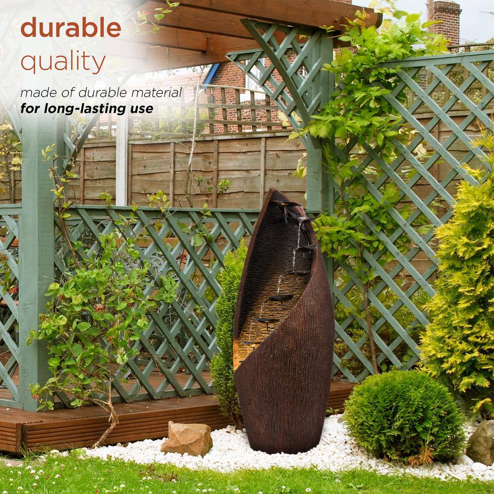 Brown Fiberglass Indoor/Outdoor Fountain with Light