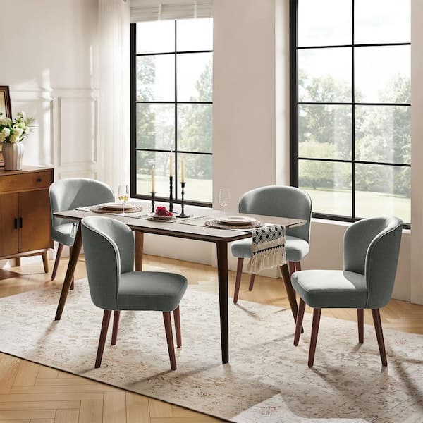 JAYDEN CREATION Bblythe Gray Mid-Century Polyester Upholstered Dining Chair Set of 4