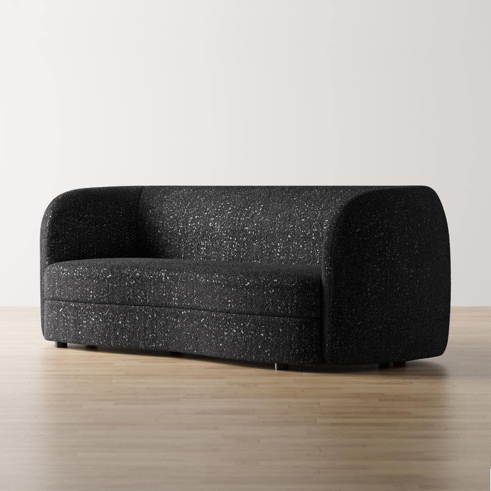 Julia 85 in. Black Boucle Fabric Modern Curved Sofa