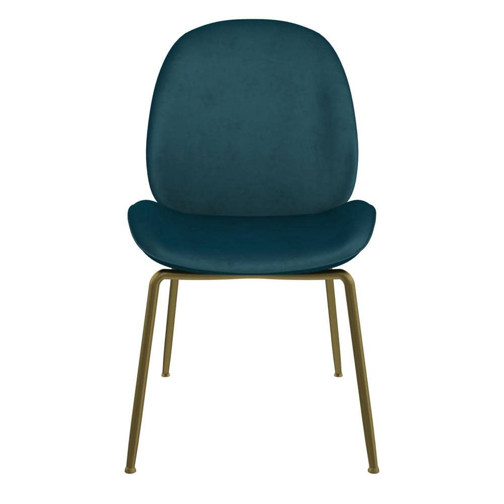 CosmoLiving by Cosmopolitan Astor Blue Velvet Upholstered Dining Chair with  Brass Metal Leg C008416CL - The Home Depot