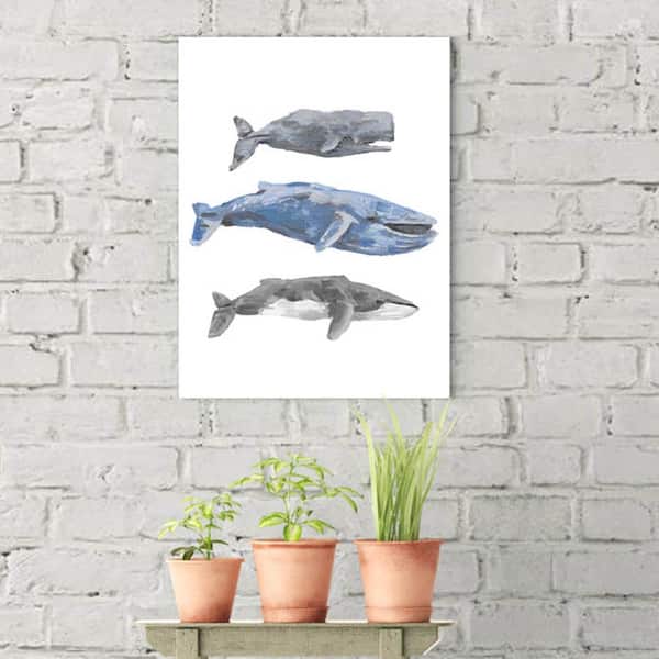 Jetty Home 8 in. x 10 in. "Fin Sperm Blue Whale Trio" Printed Wall Art