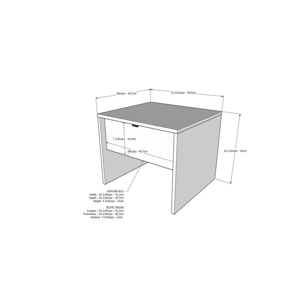 White and Bark Grey Modern 1-Drawer Nightstand