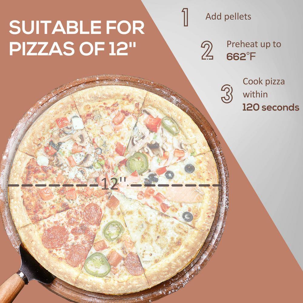 Portable Black Stainless Steel Outdoor Pizza Oven with Rotating Stone