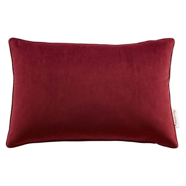 MODWAY Enhance Maroon Solid French Piping 12 in. x 18 in. Lumbar Performance Velvet Throw Pillow