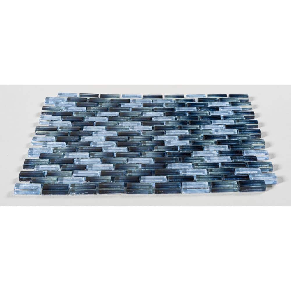 Denimi Blue Glass Brick Joint Mosaic Tile Sample