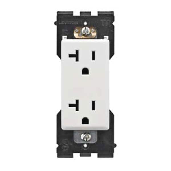 Renu 20 Amp Tamper Resistant Duplex Outlet - White on White-DISCONTINUED