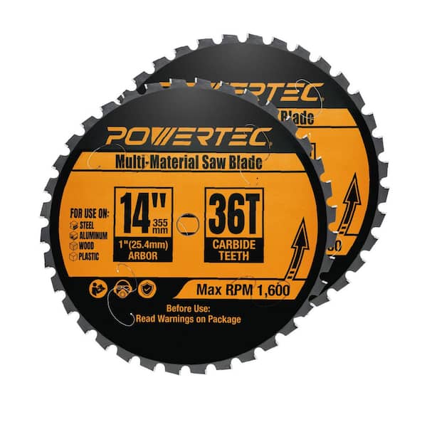 14 in. x 36-Tooth Cold Saw Blade, 1 in. Arbor, Multi-Material Blade, TCG Cemented Carbide Teeth (2-Pack)