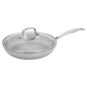 CLAD H3 10 in. Stainless Steel Frying Pan in Silver with Lid