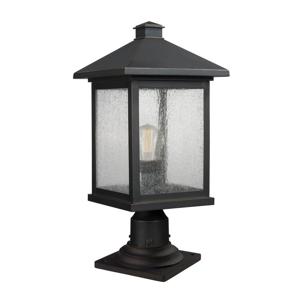 Beacon 2-Light Oil Rubbed Bronze 20.5 in. Pier Mount Light with Clear Bevel