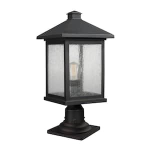 Beacon 2-Light Oil Rubbed Bronze 20.5 in. Pier Mount Light with Clear Beveled Glass and Circular Fitter