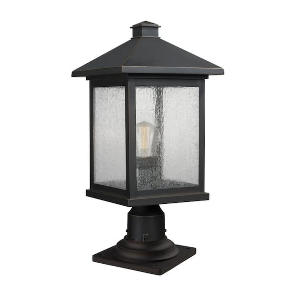 Unbranded Beacon 2-Light Oil Rubbed Bronze 20.5 in. Pier Mount Light with Clear Beveled Glass and Circular Fitter