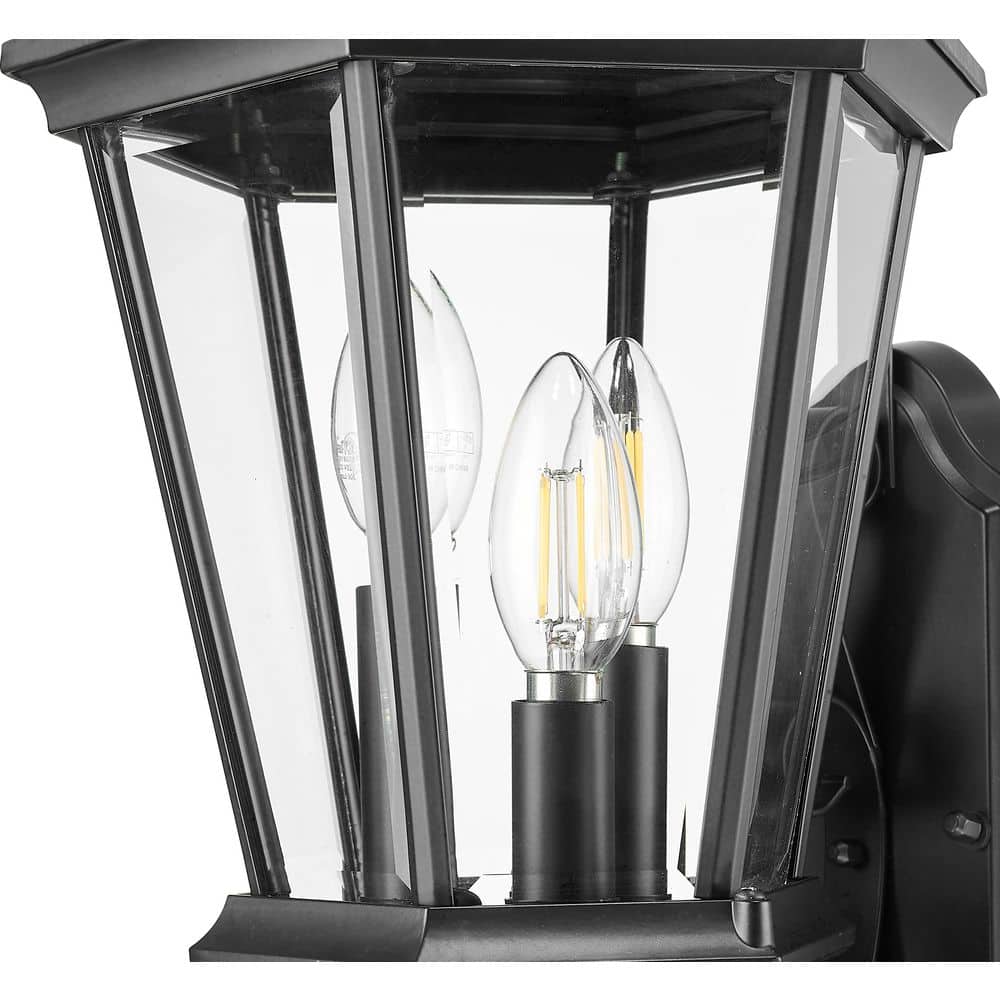 Matte Black Cast Aluminum 25" Outdoor Wall Lantern Sconce