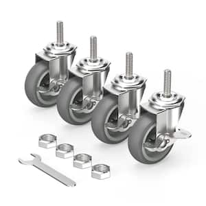 3 in. L Gray Locking Swivel Caster Wheels with 5/16 in. -18 x 1.5 in. Threaded Stem and 600 lbs. Load Rating (4-Pack)