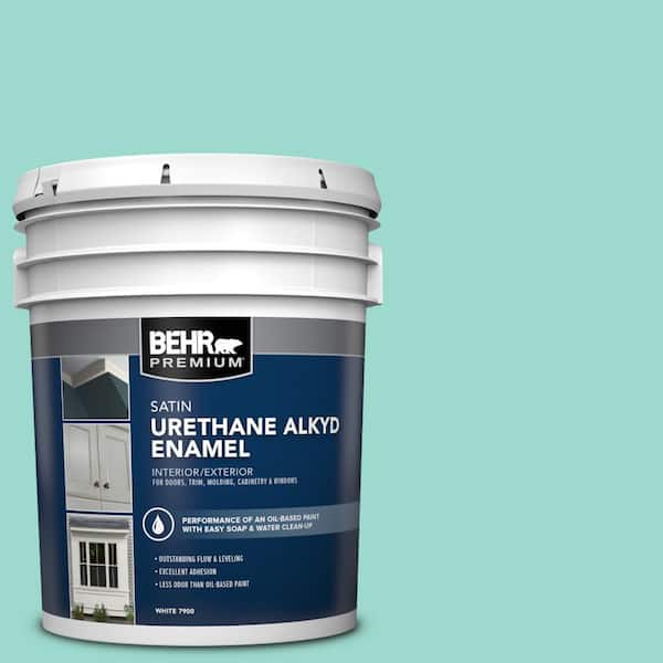 BEHR PREMIUM 5 gal. #P440-3 Fish Pond Urethane Alkyd Satin Enamel Interior/Exterior Paint