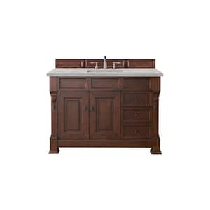Brookfield 48.0 in. W x 23.5 in. D x 34.3 in. H Bathroom Vanity in Warm Cherry with Victorian Silver Top