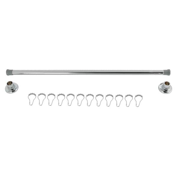 Edenscape 36 in. to 60 in. Adjustable Straight Shower Curtain Rod in Polished Chrome