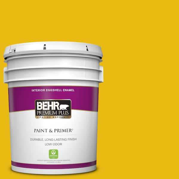 BEHR PREMIUM PLUS 5 gal. #390B-7 Lemon Lime Eggshell Enamel Low Odor Interior Paint & Primer